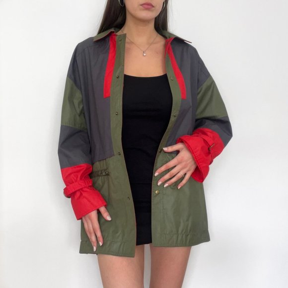 Grace Bros Jackets & Blazers - Vintage Grace Bros windbreaker contrast jacket khaki/ red, size M
